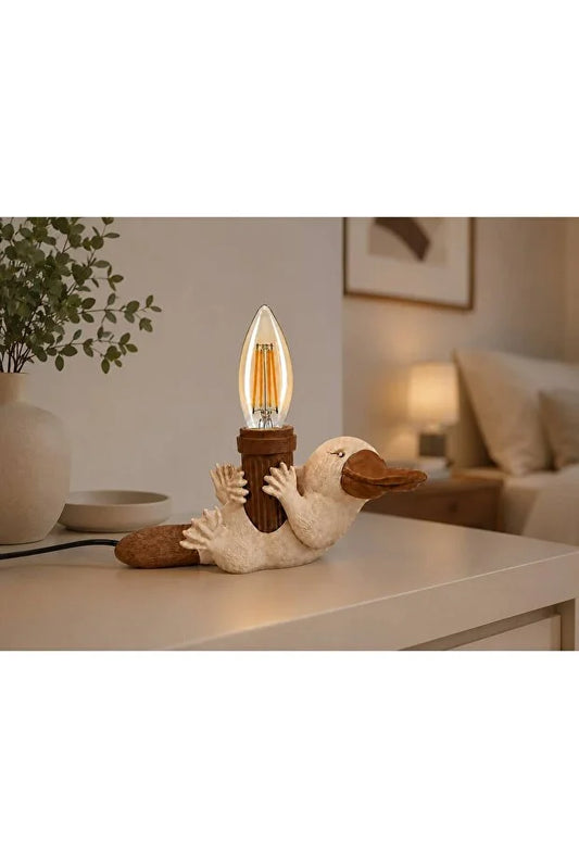 Ornitorenk Figürlü Premium Dekoratif Masa Lambası Özel Tasarım Abajur