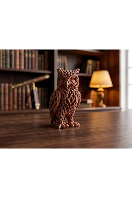 Brown Decorative Owl Figurine - Aesthetic Home Gift Modern Office Desk Accessory