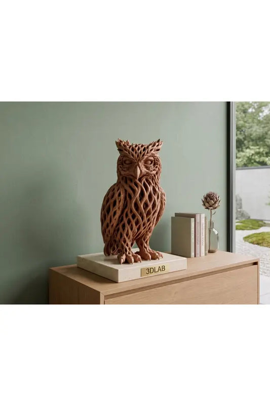 Brown Decorative Owl Figurine - Aesthetic Home Gift Modern Office Desk Accessory