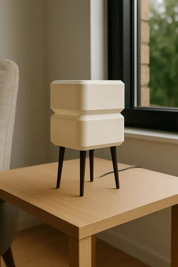 Modern Kübik Masa Lambası 37cm Şık Antrasit Ayaklı Gece Lambası
