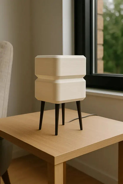 Modern Kübik Masa Lambası 37cm Şık Antrasit Ayaklı Gece Lambası
