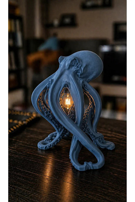 Luxury Ahtapot Masa Lambası Dekoratif Tasarım Abajur Rustik Ampullü Premium Ev Dekoru