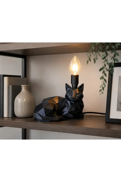 Geometrik Kedi Figürlü Masa Lambası
