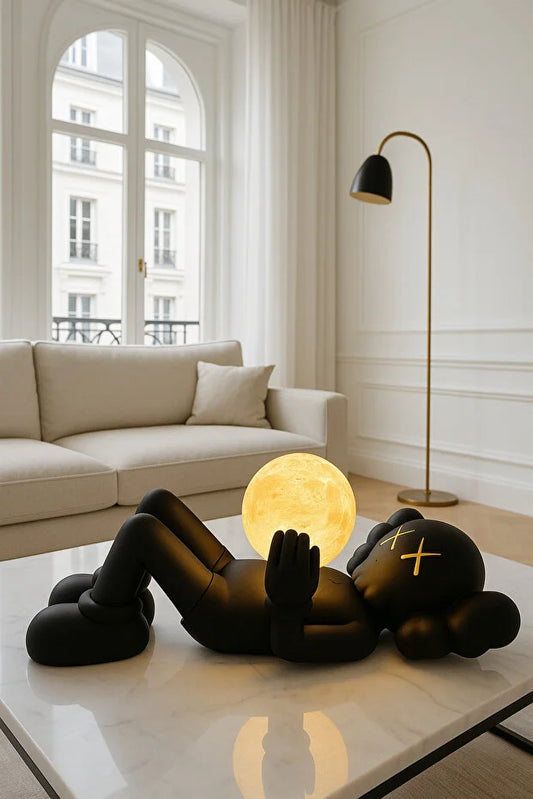 KAWS Style Table Lamp – Moon Shaped LED Lighting, Wired Modern Decorative Lighting
